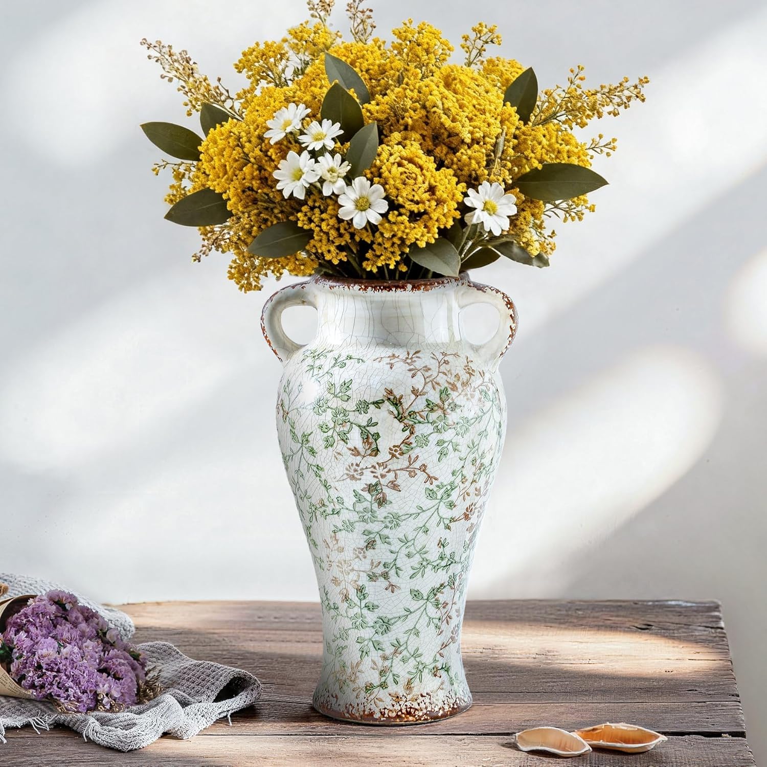 Vintage Blue Decorative Vase — 9.7" — 06-vintage -12.6 in