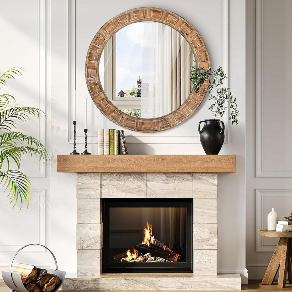 Round Beige Wall Mirror — 30" - View 6