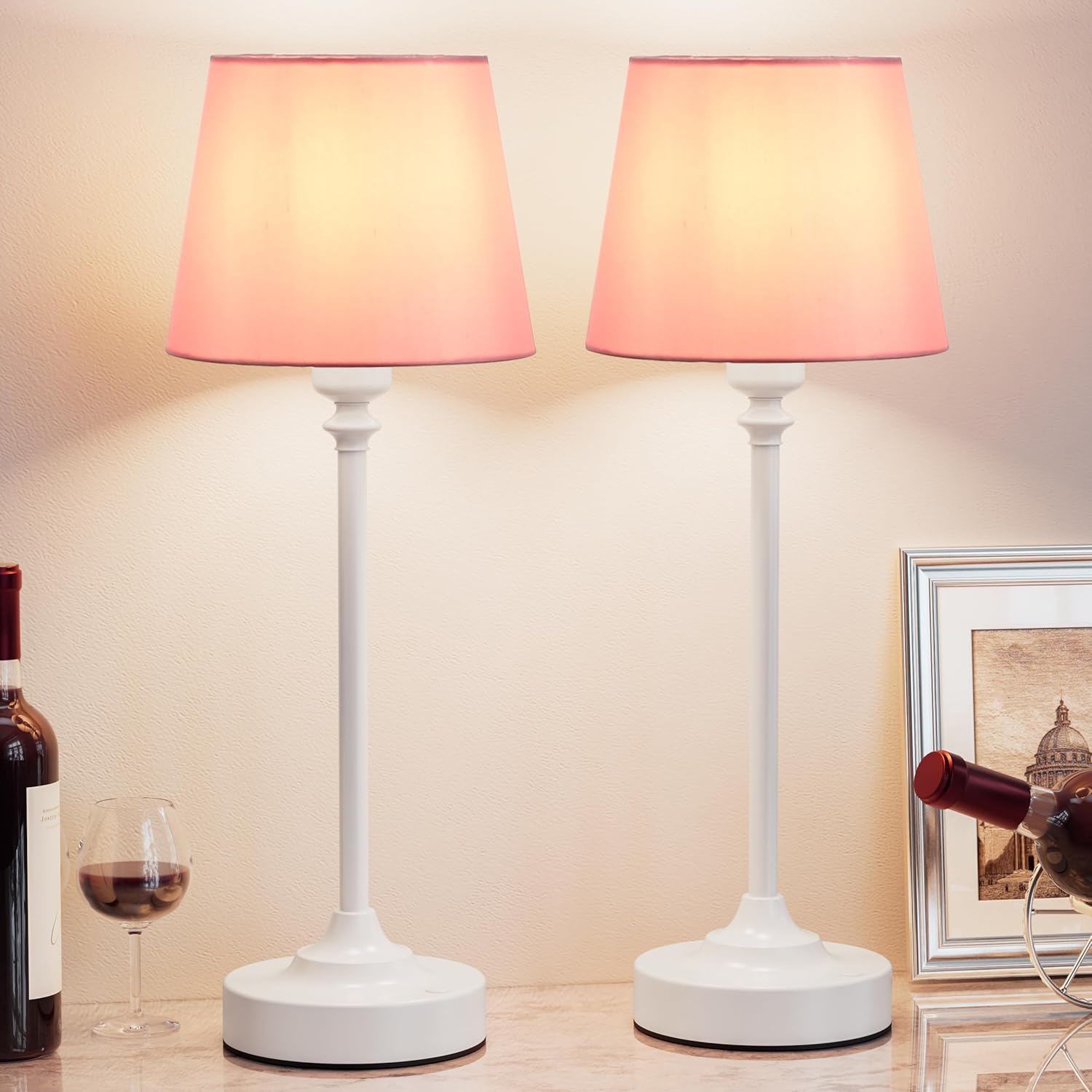 Cordless Luxe Black Table Lamp — Pink - White