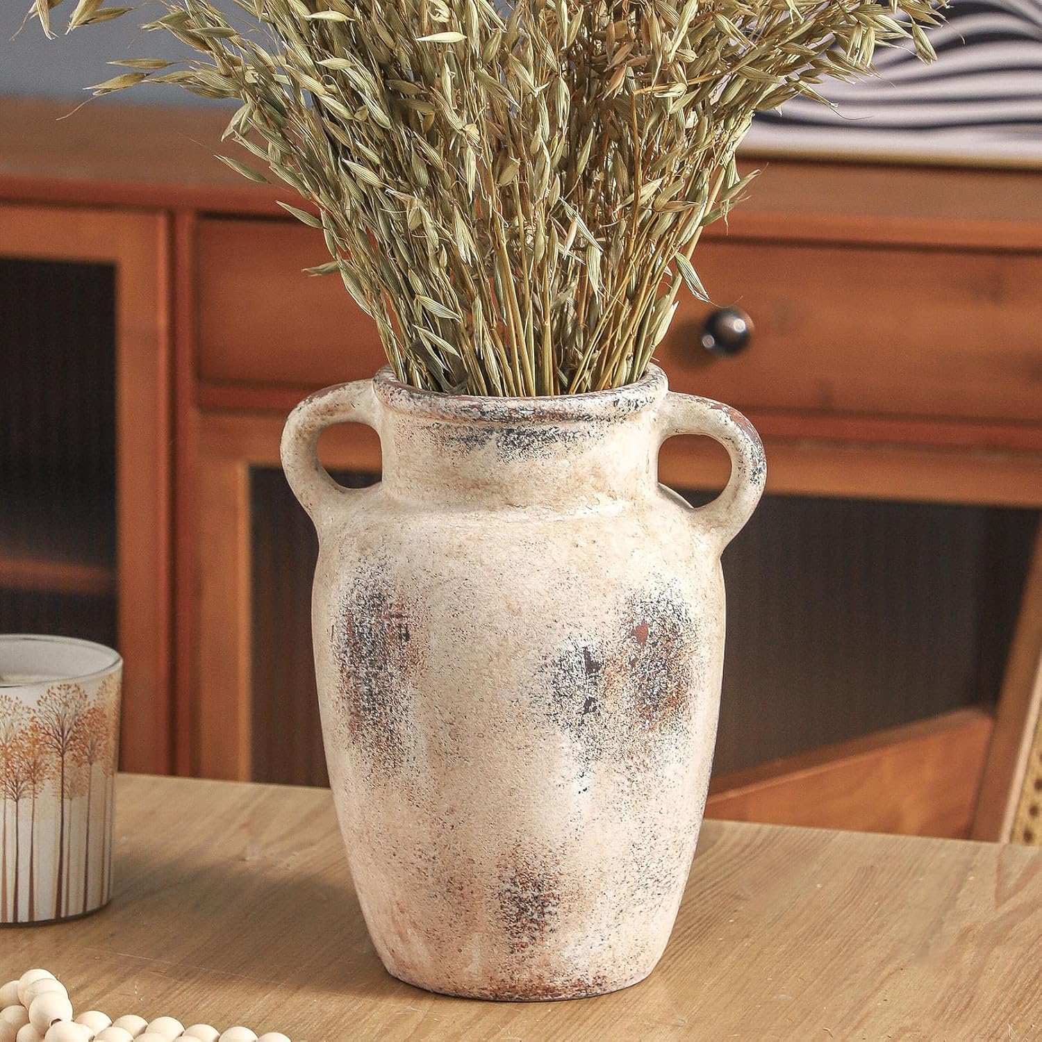 Vintage Blue Decorative Vase — 9.7" — Rustic -9.4 in