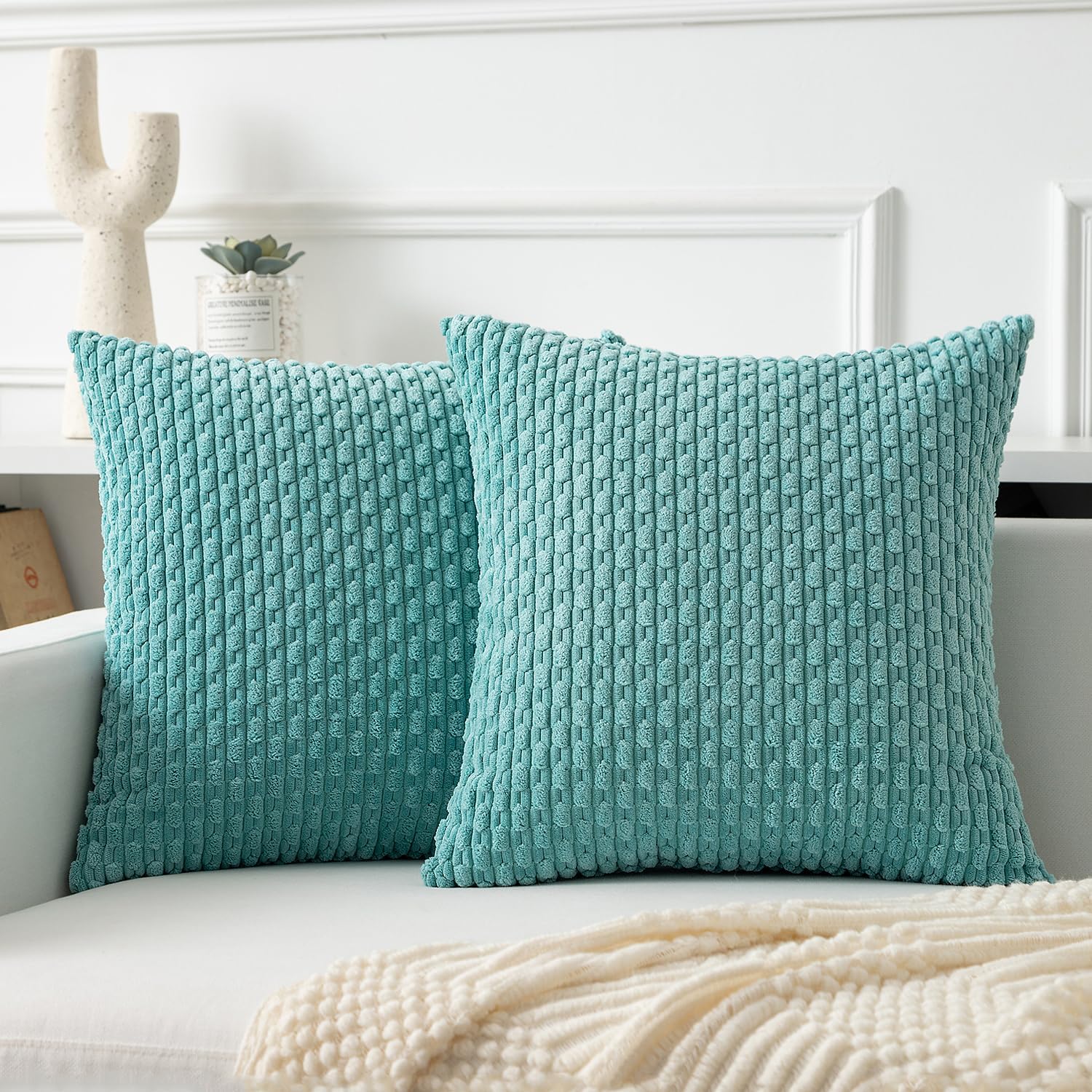 Boho Beige Throw Pillow Cover — 18" — 26" x 26" (Pack of 2)