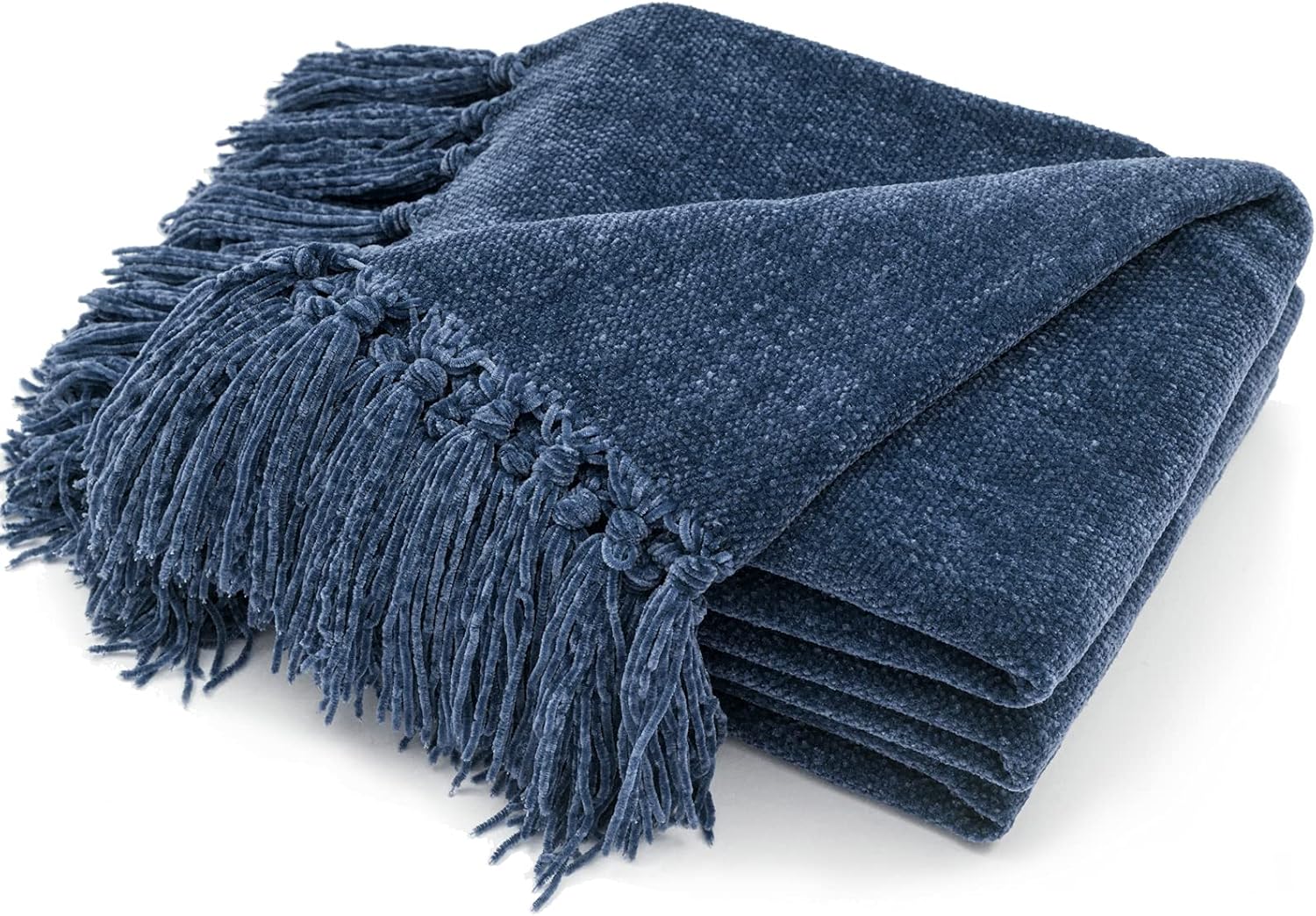 Chenille Boho Beige Throw Pillow — 50" — Blue