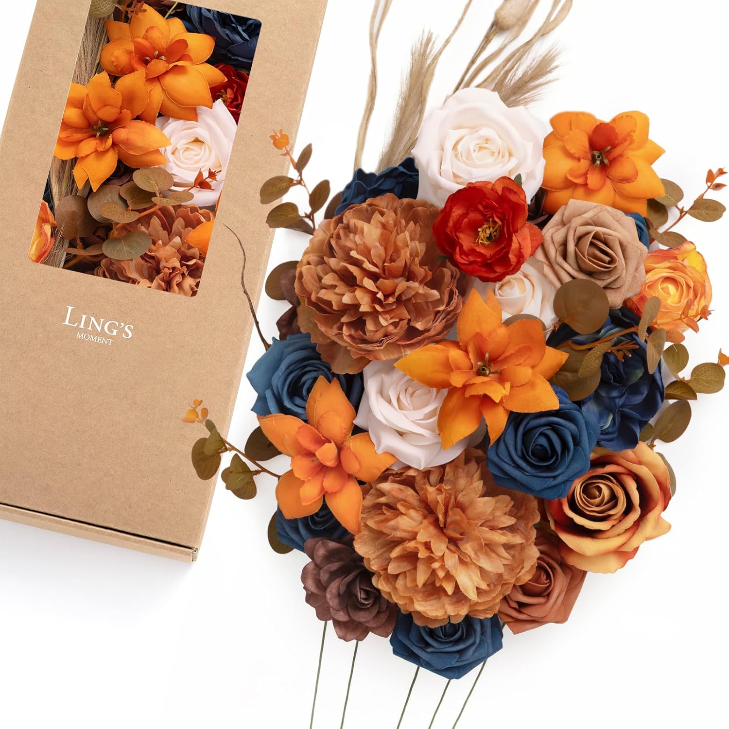 Beige Artificial Plant — Or-orange & Navy