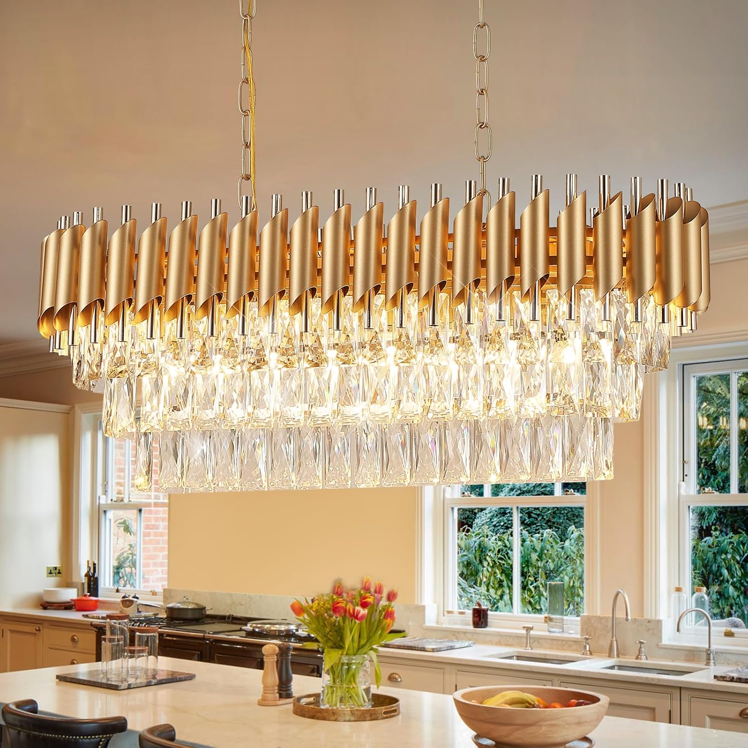 Luxe Black Chandelier — 20" — Gold