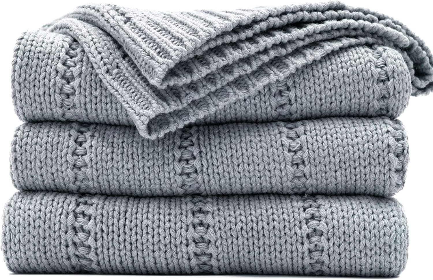 Knit Beige Throw Pillow — 50" — Light Grey