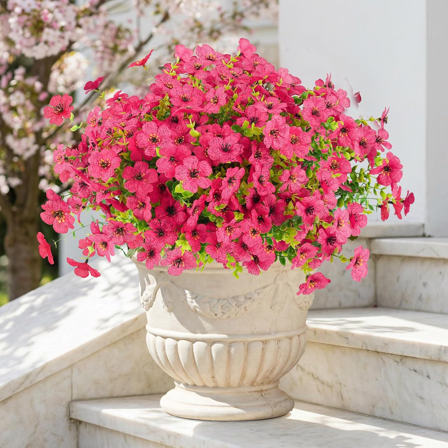 Blue Faux Plant — Rose Red