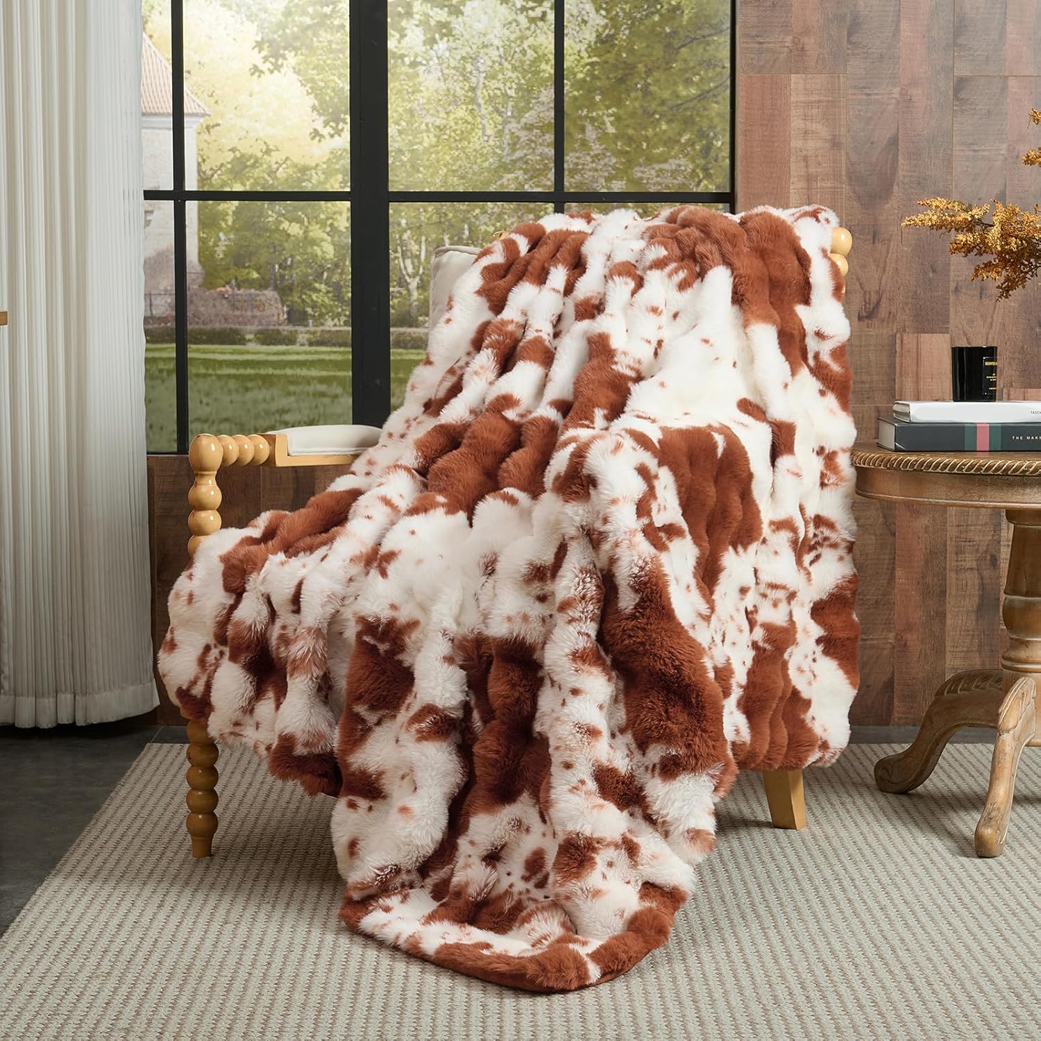 Beige Throw Pillow — 50" — Cow Print-light Brown