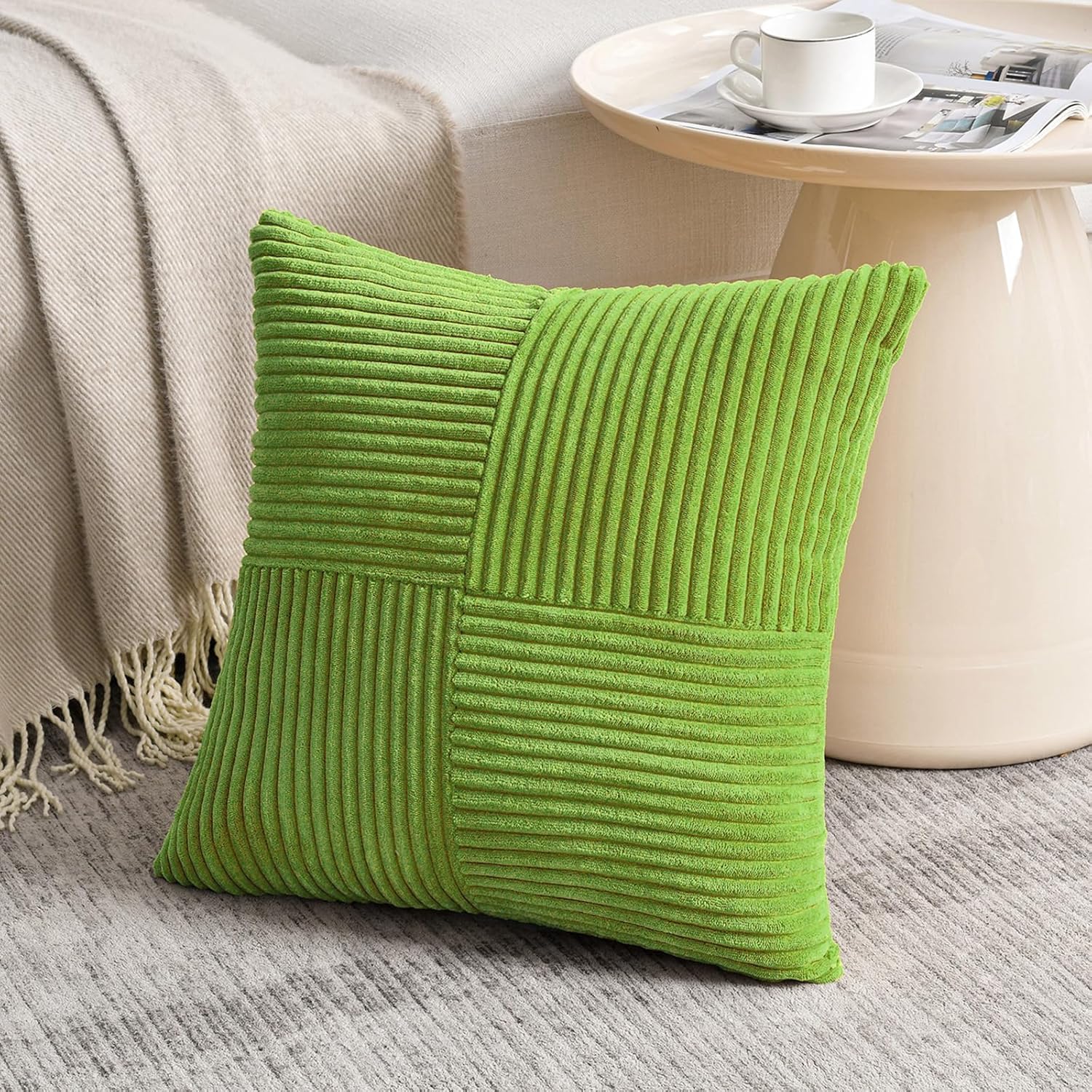 Lumbar Boho Beige Throw Pillow Cover — 20" — 18" x 18" (Pack of 1)