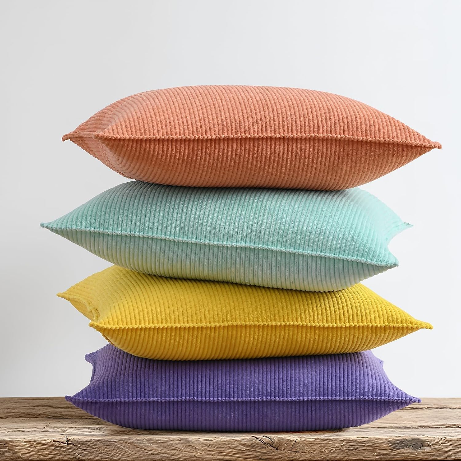 Velvet Boho Beige Throw Pillow Cover — 18" — 20" x 20" (Pack of 4)