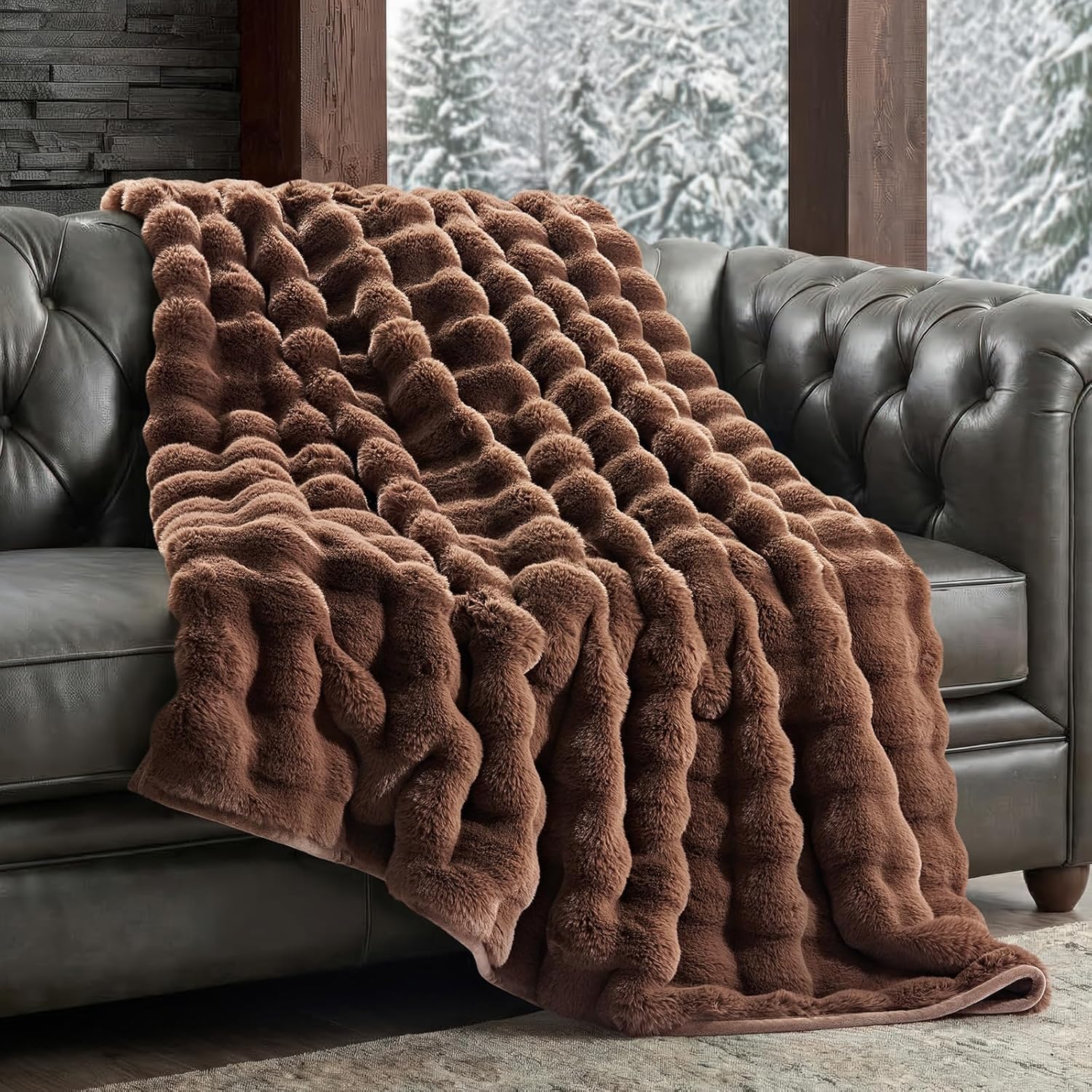 Luxe Beige Throw Pillow — 50" — Chestnut