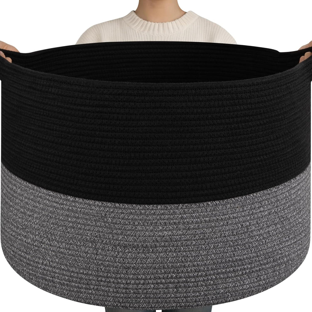 Linen Boho Black Throw Pillow — 21.7" — Black and Grey