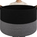 Linen Boho Black Throw Pillow — 21.7" — Black and Grey