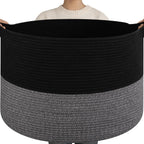Linen Boho Black Throw Pillow — 21.7" — Black and Grey