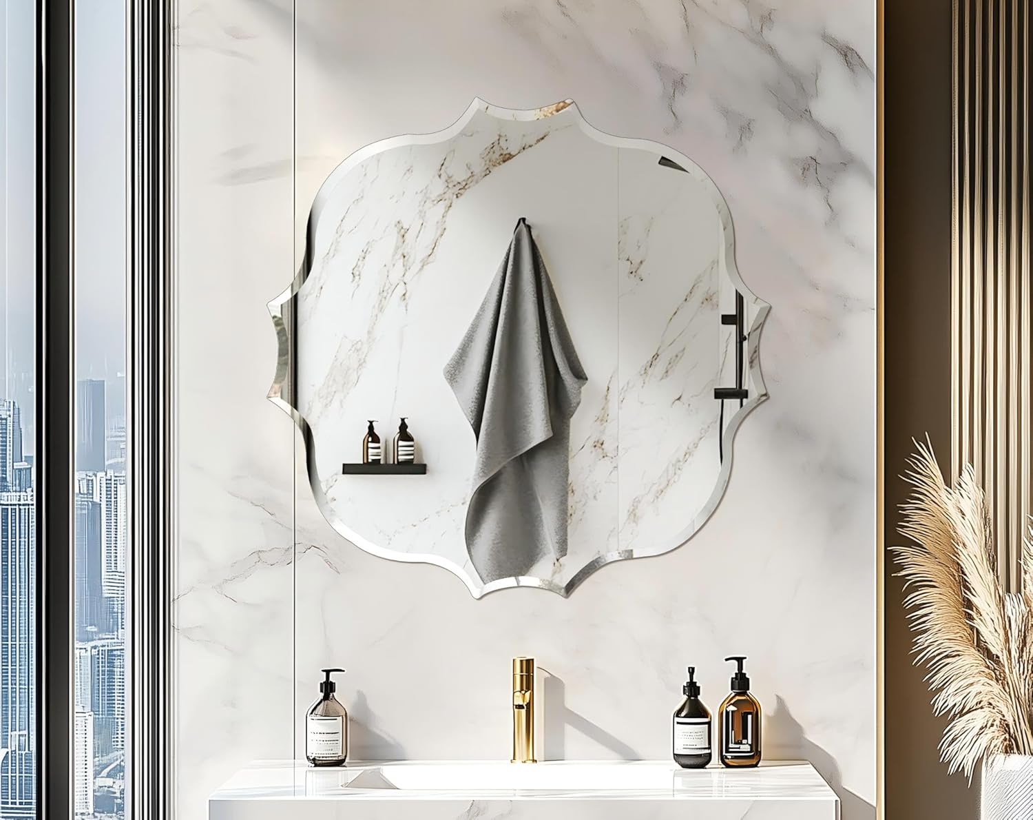 Beveled Beige Wall Mirror — 32" - View 6