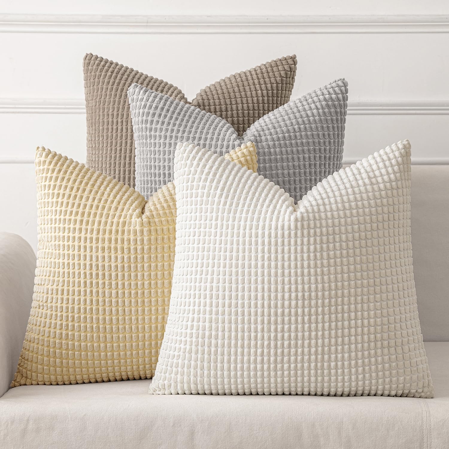 Boho Beige Pillow Cover — 18" — 18" x 18" (Pack of 4)