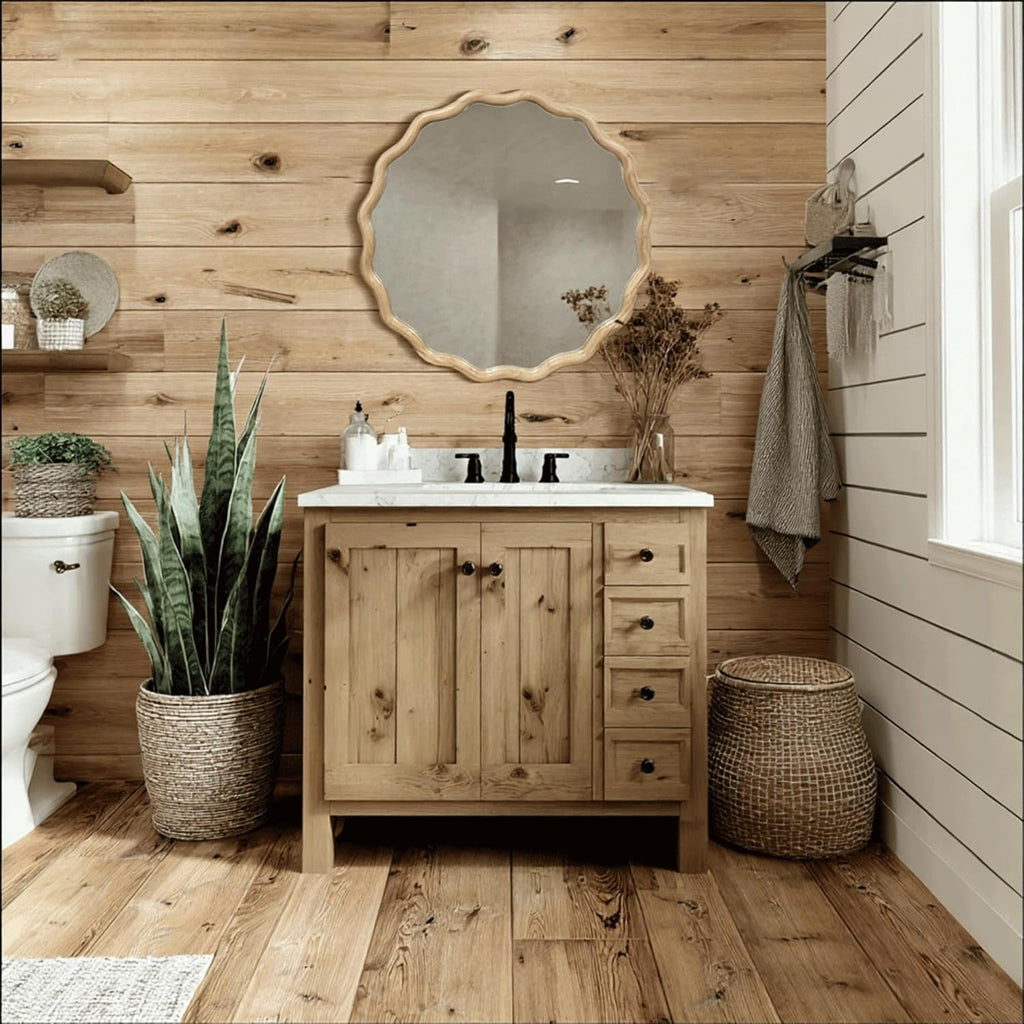 Round Farmhouse Beige Mirror — 24" - View 4