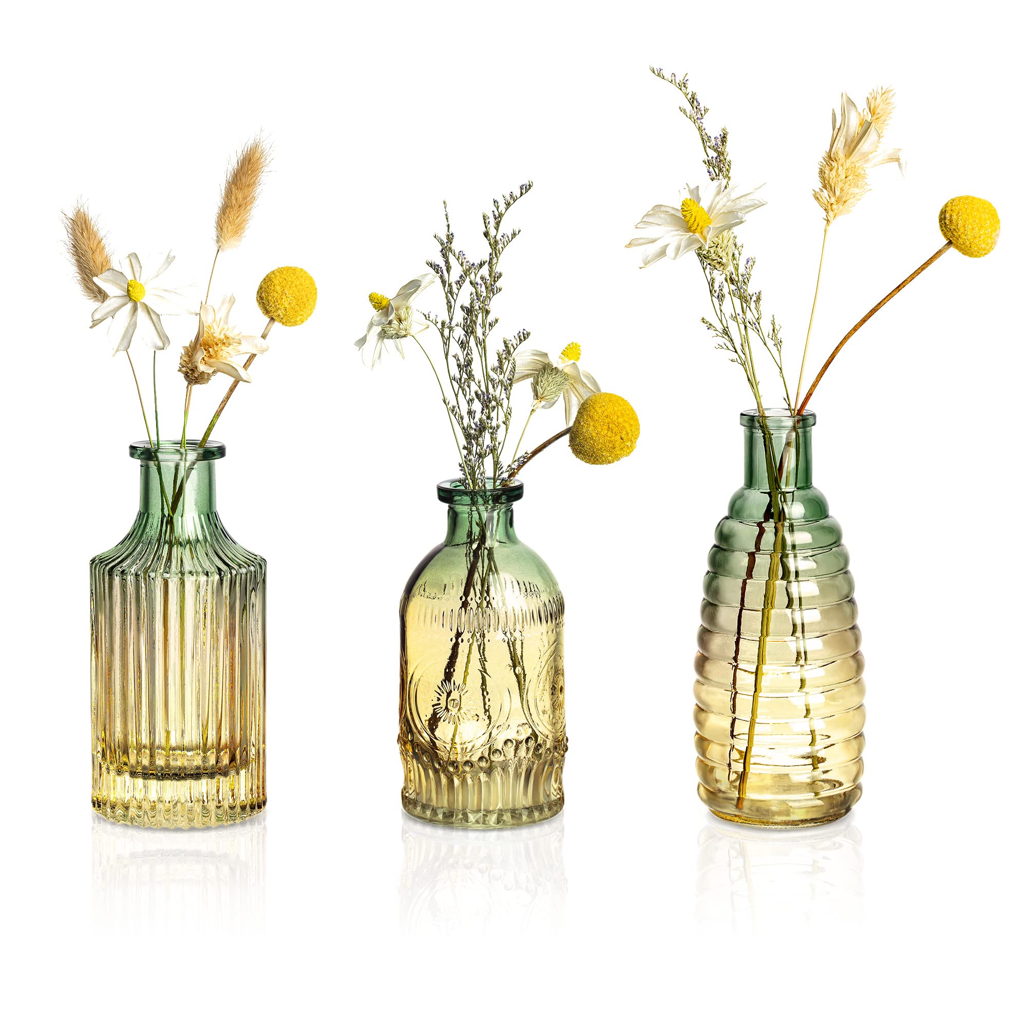 Farmhouse Green Decorative Vase — Set of 3