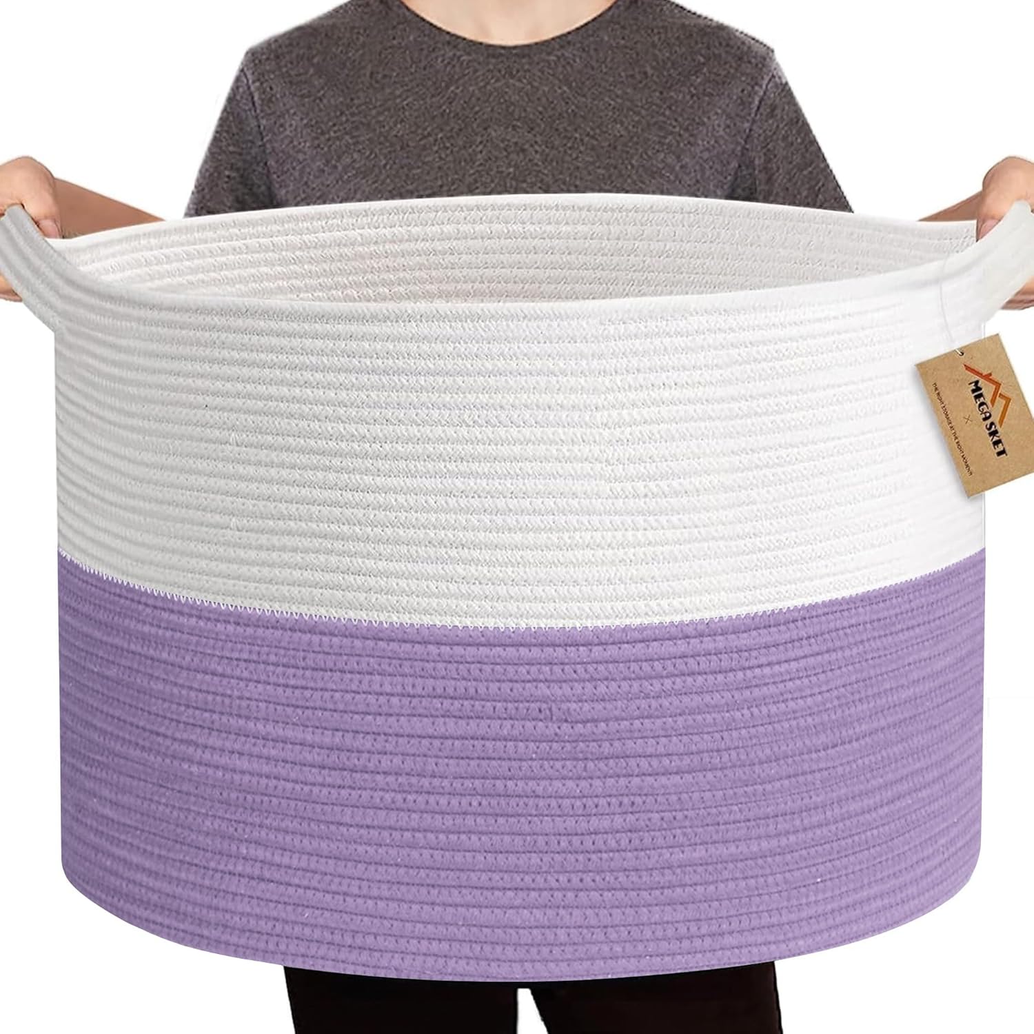 Boho Black Throw Pillow — 22" — White & Purple