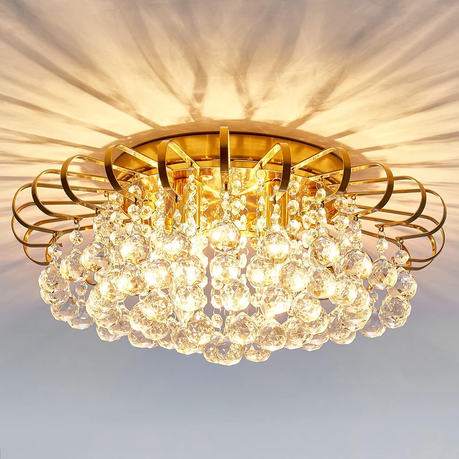 Farmhouse Black Chandelier — 4-Light — Gold