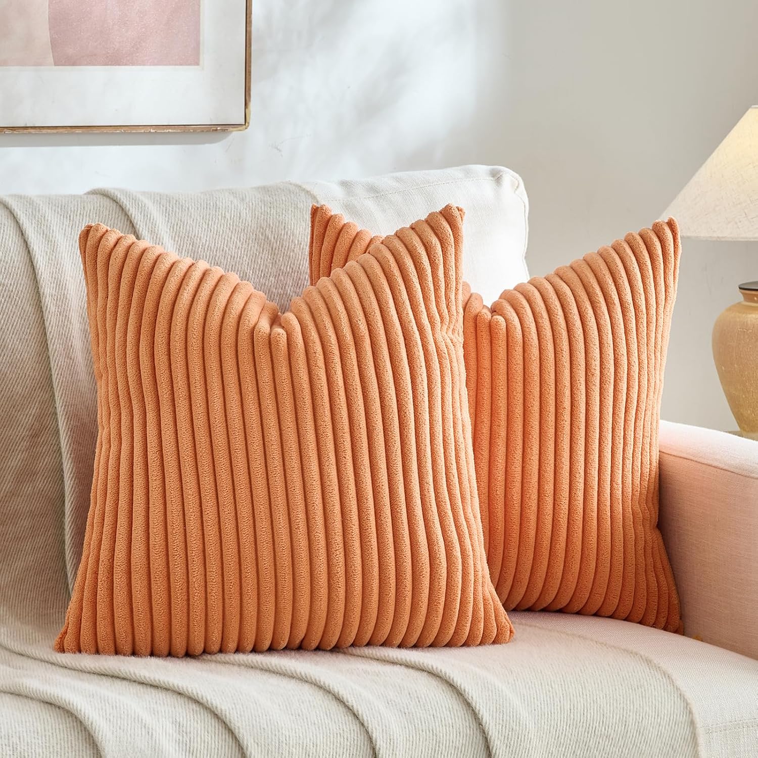 Boho Beige Throw Pillow Cover — 18" — 16" x 16" (Pack of 2)