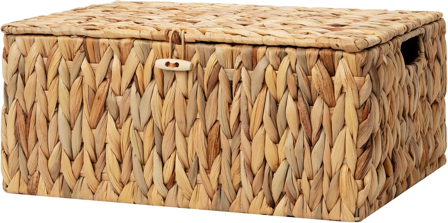 Beige Storage Basket — 15" — Natural(Water Hyacinth)