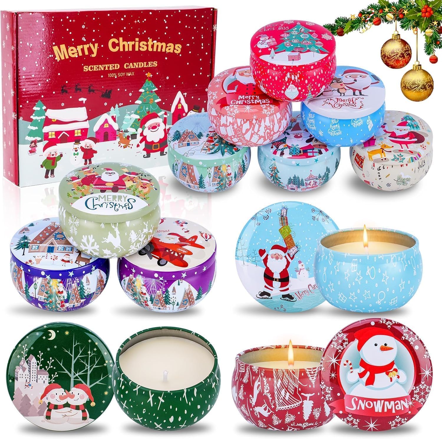 Soy Wax Metal Scented Candle — Christmas 12pack