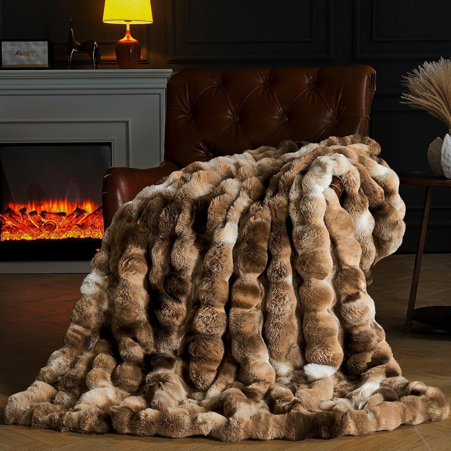 Luxe Beige Throw Pillow — 50" — Tie-dye-brown