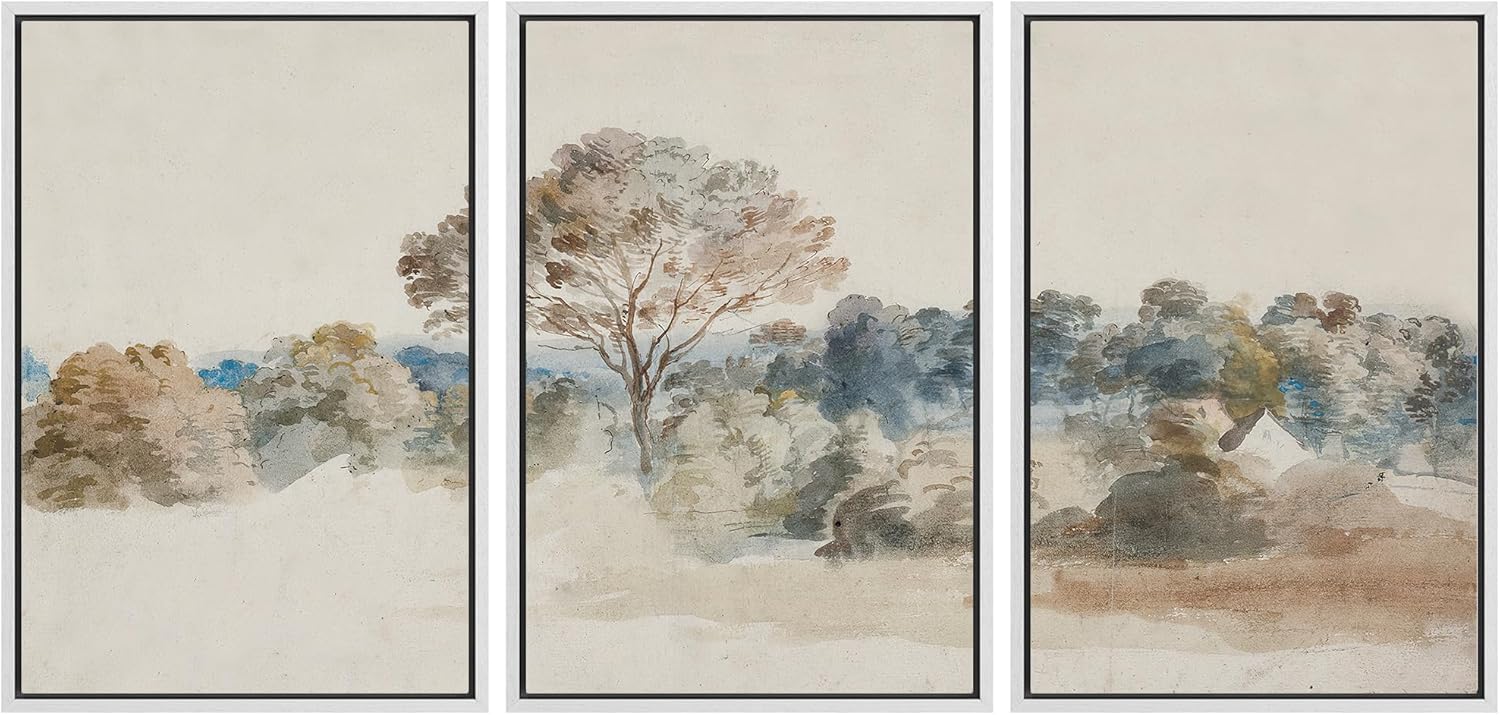 Modern Framed Wall Art — 16" — 16"x24"x3 Panels White