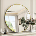 Luxe Black Round Mirror — 24" — Gold