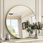 Luxe Black Round Mirror — 24" — Gold