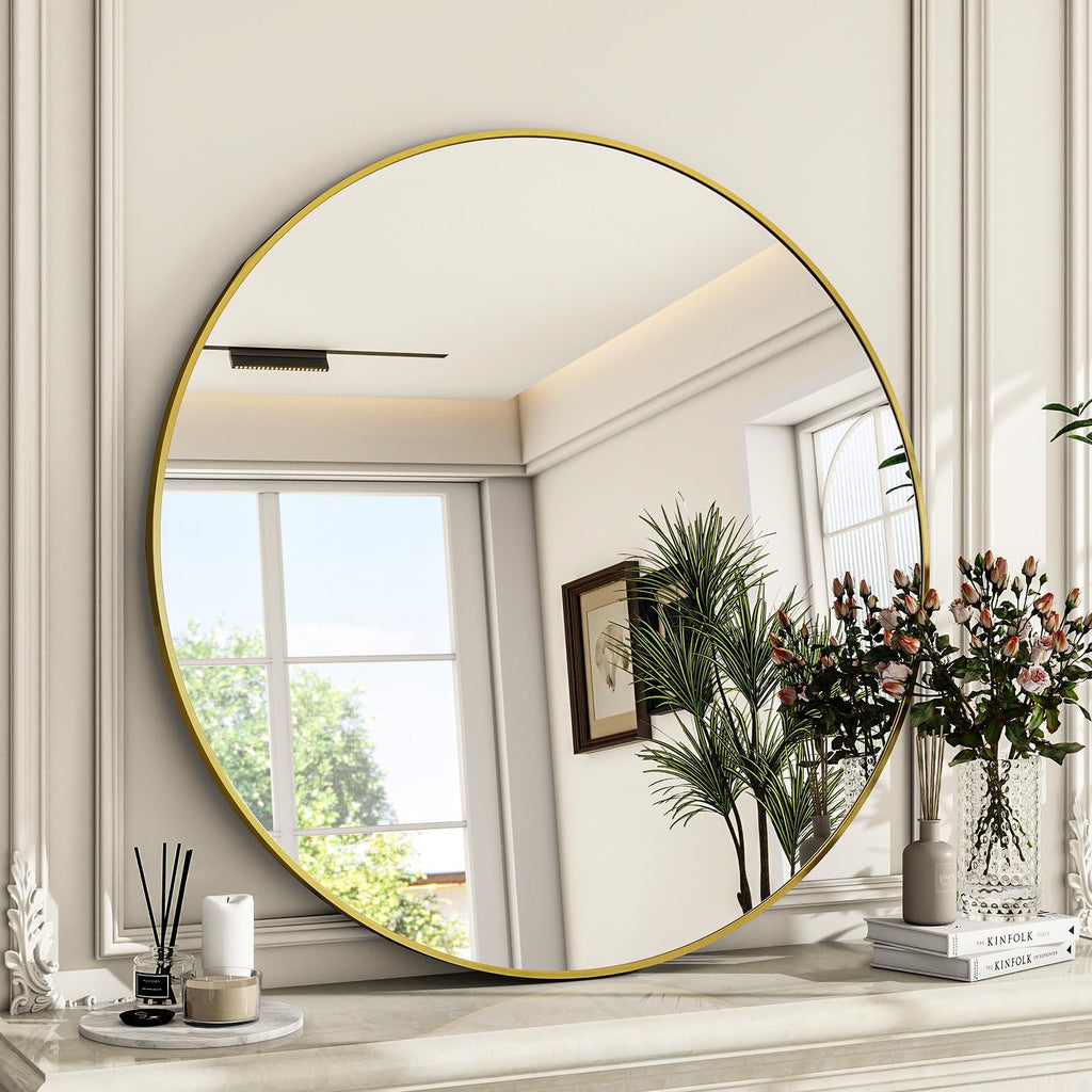 Luxe Black Round Mirror — 24"