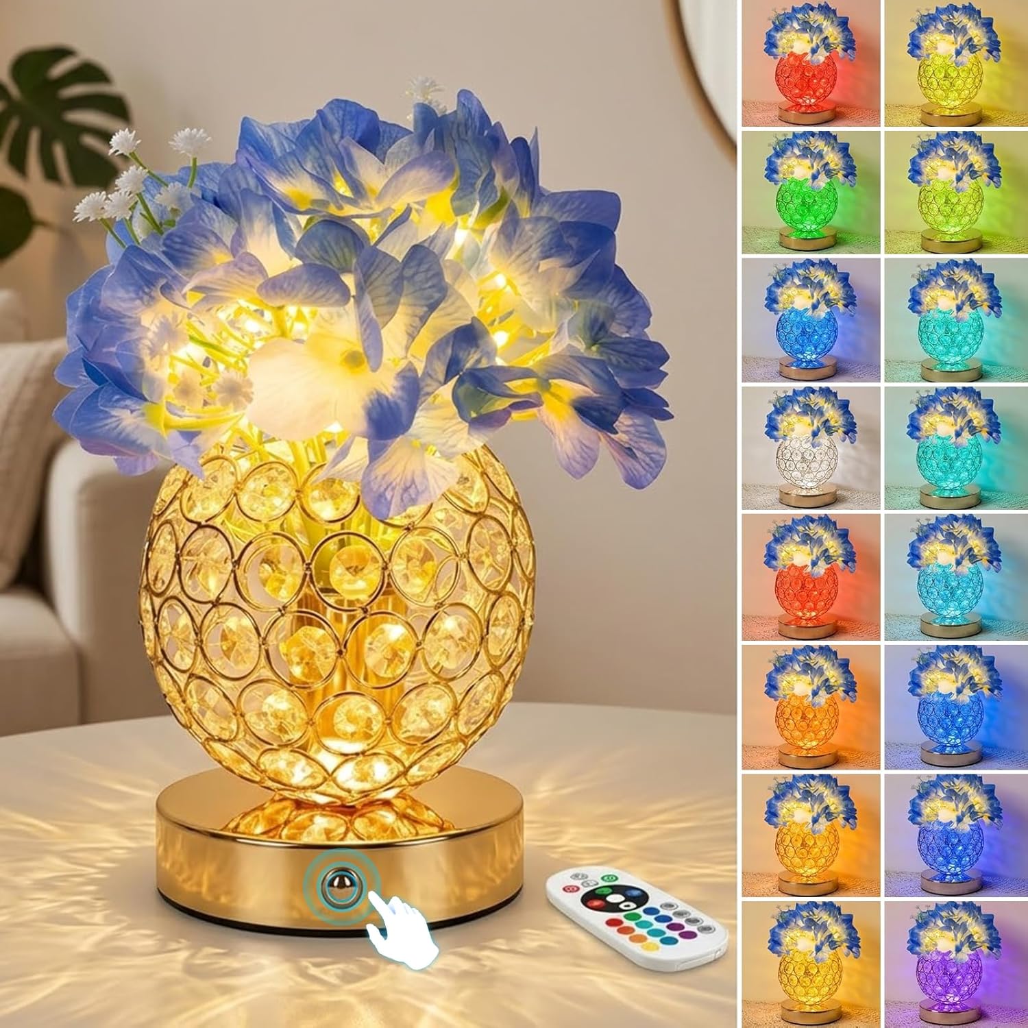 Color Changing Blue Table Lamp — Blue-Hydrangea