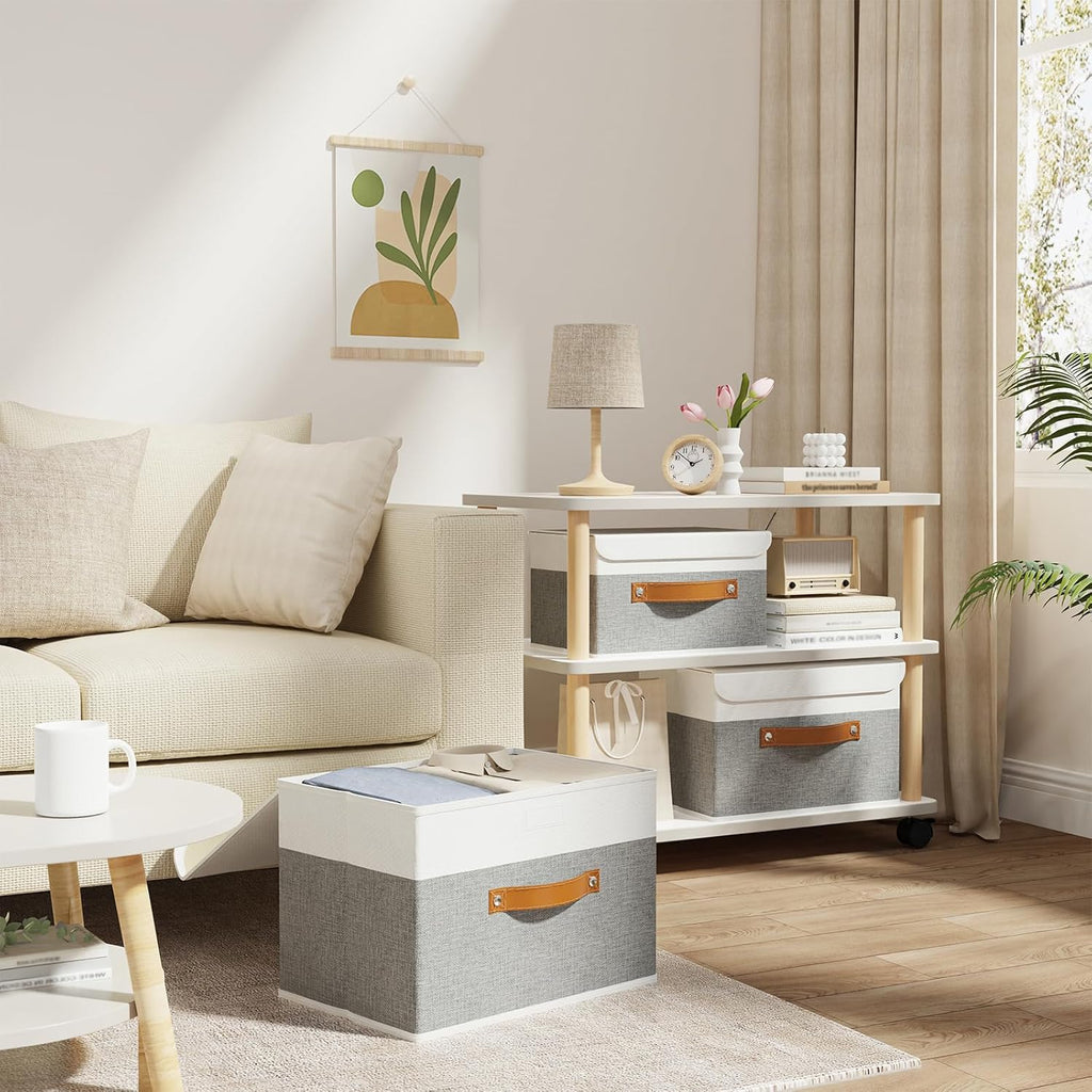Linen Beige Storage Bin — 9" - View 7