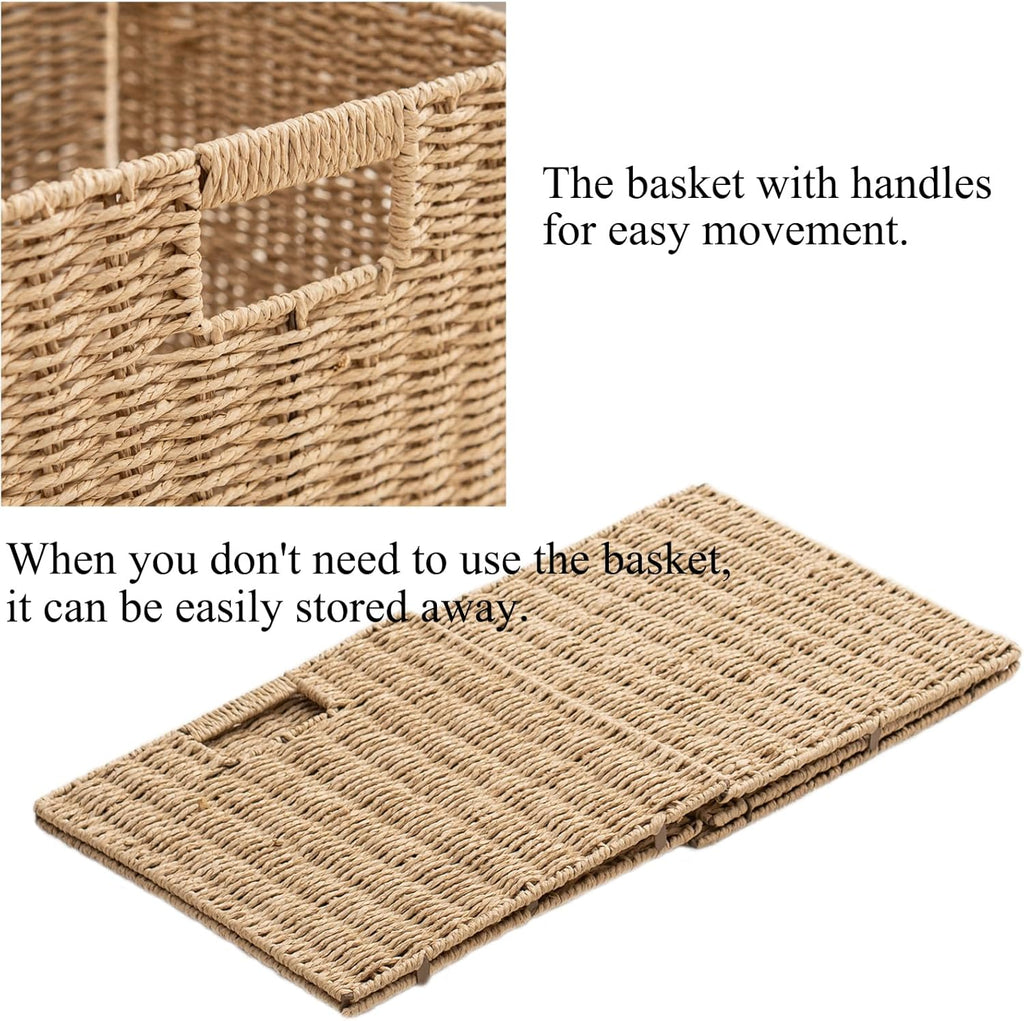 Handwoven Boho Beige Storage Basket — 13" - View 7