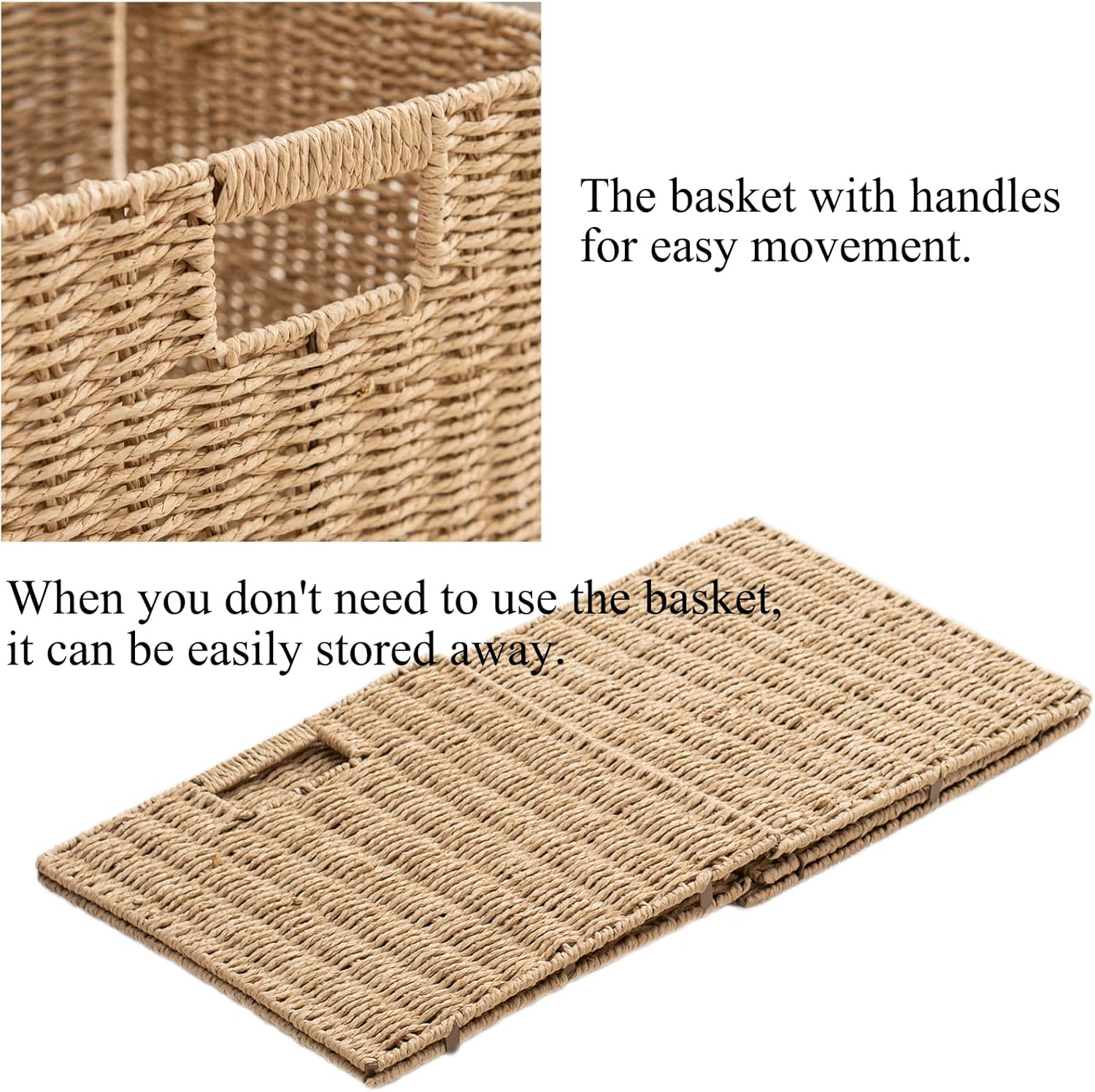 Handwoven Boho Beige Storage Basket — 13" - View 7