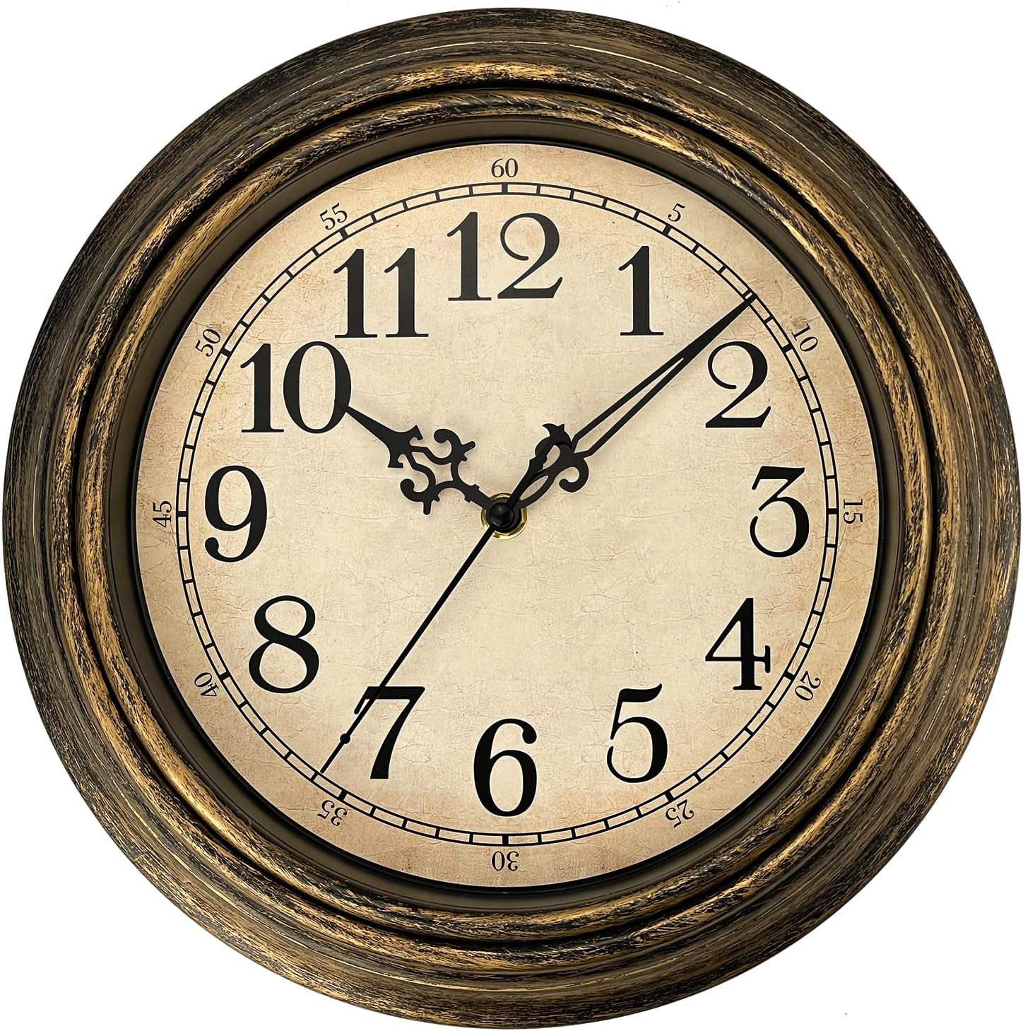 Battery Operated Luxe Black Wall Clock — 16" — Copper Gold