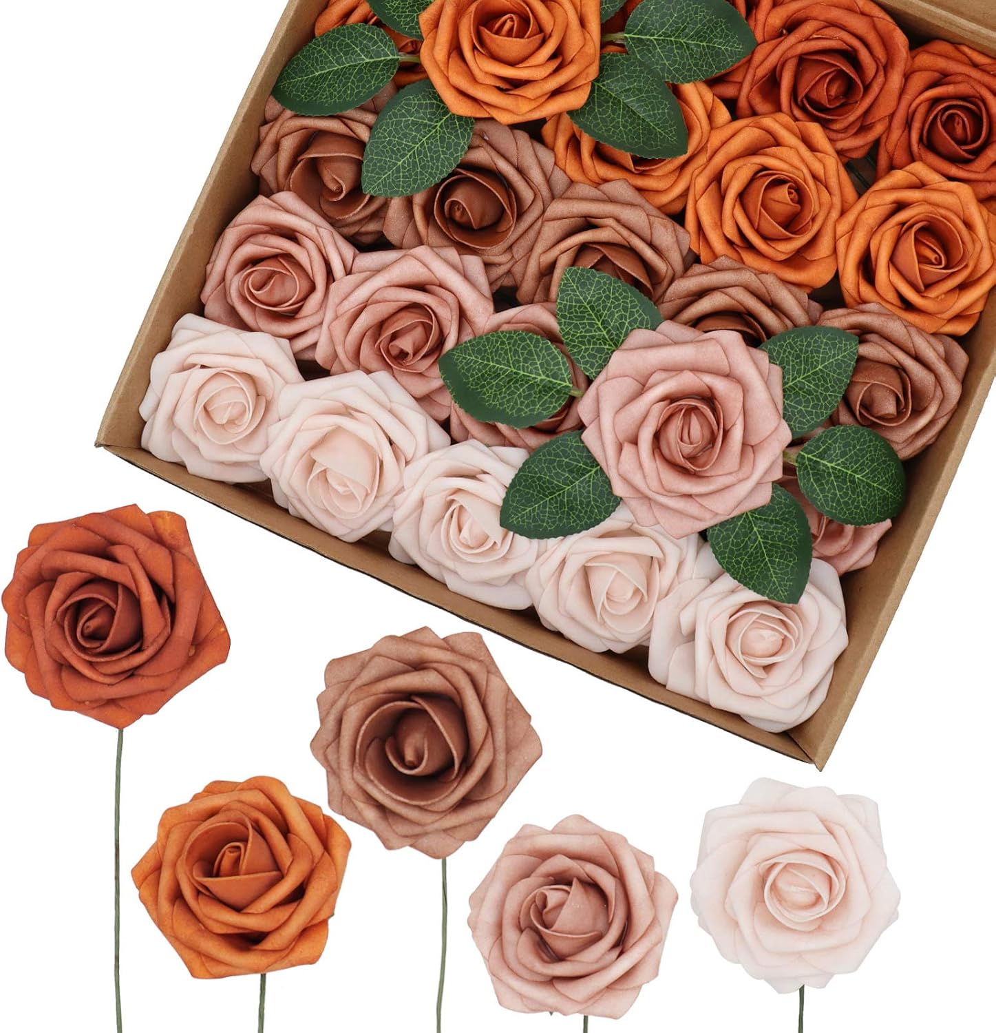 Blue Artificial Flowers — 3" — Shades of Burnt Orange
