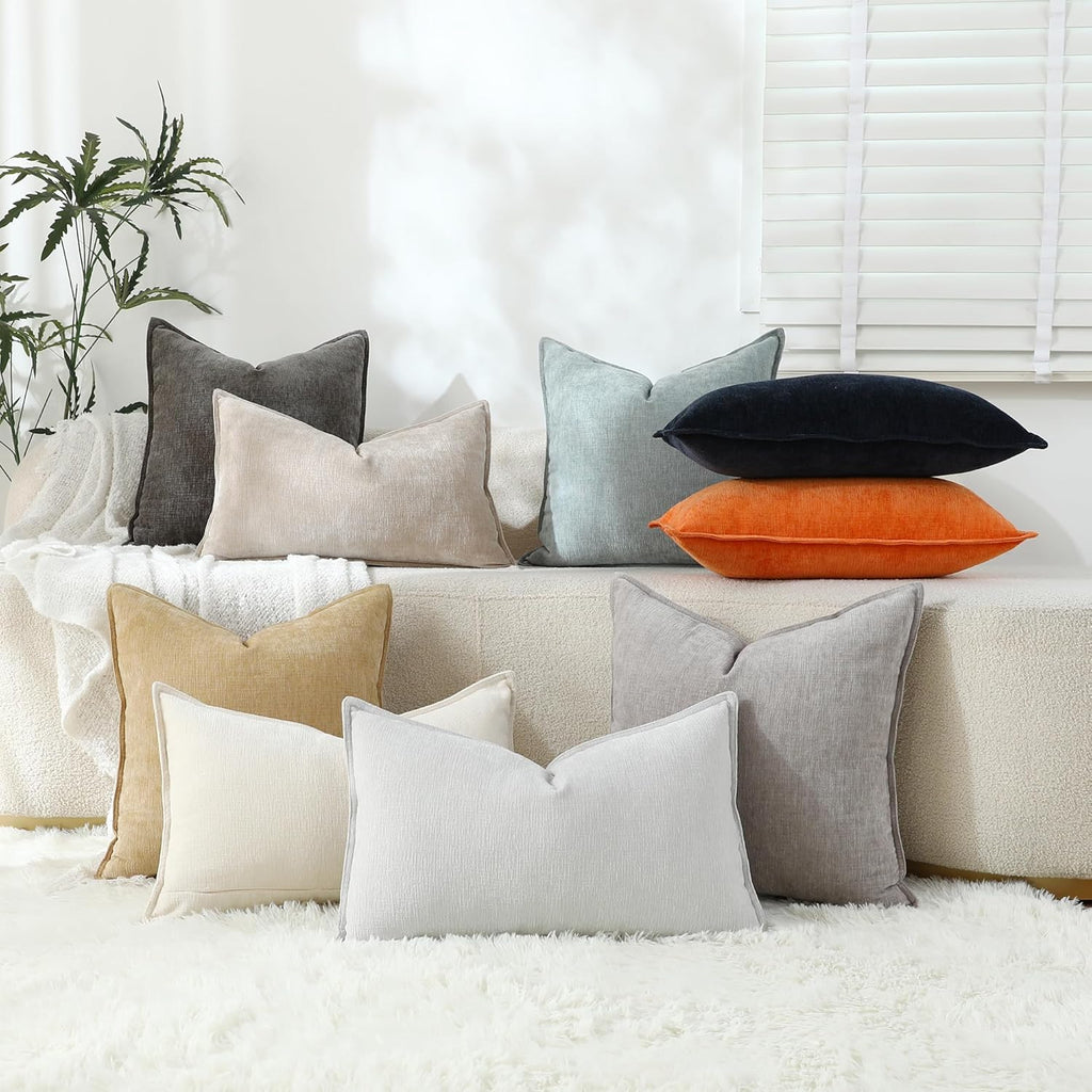 Chenille Beige Throw Pillow Cover — 20" - View 5