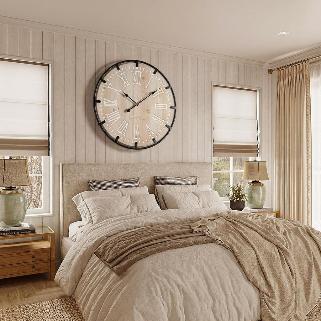 Battery Operated Farmhouse Brown Wall Clock — 30" - View 7