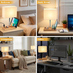 USB Charging Beige Bedside Lamp - View 2