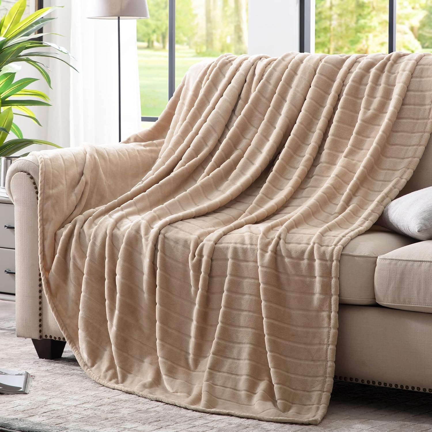 Luxe Beige Throw Pillow — 50" - View 2