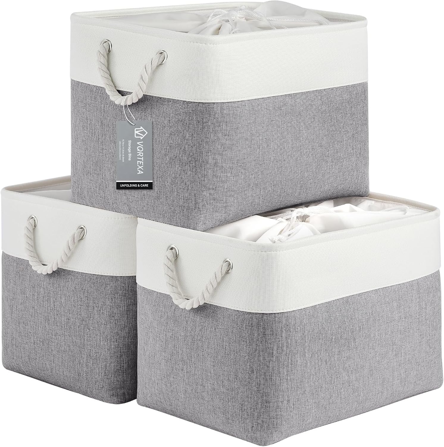 Beige Storage Bin — 2" — 16inx12inx12in-3P