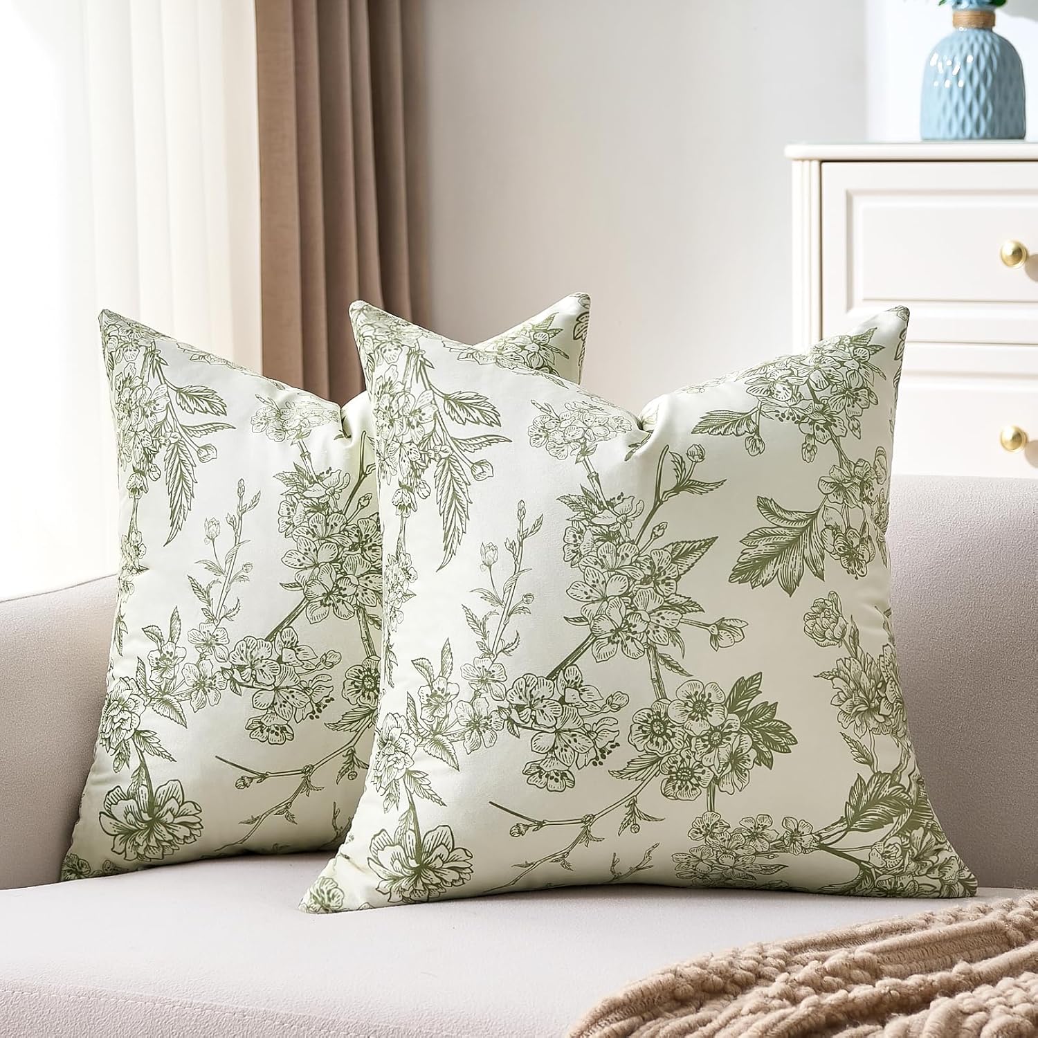 Velvet Boho Black Throw Pillow — 20" — Green