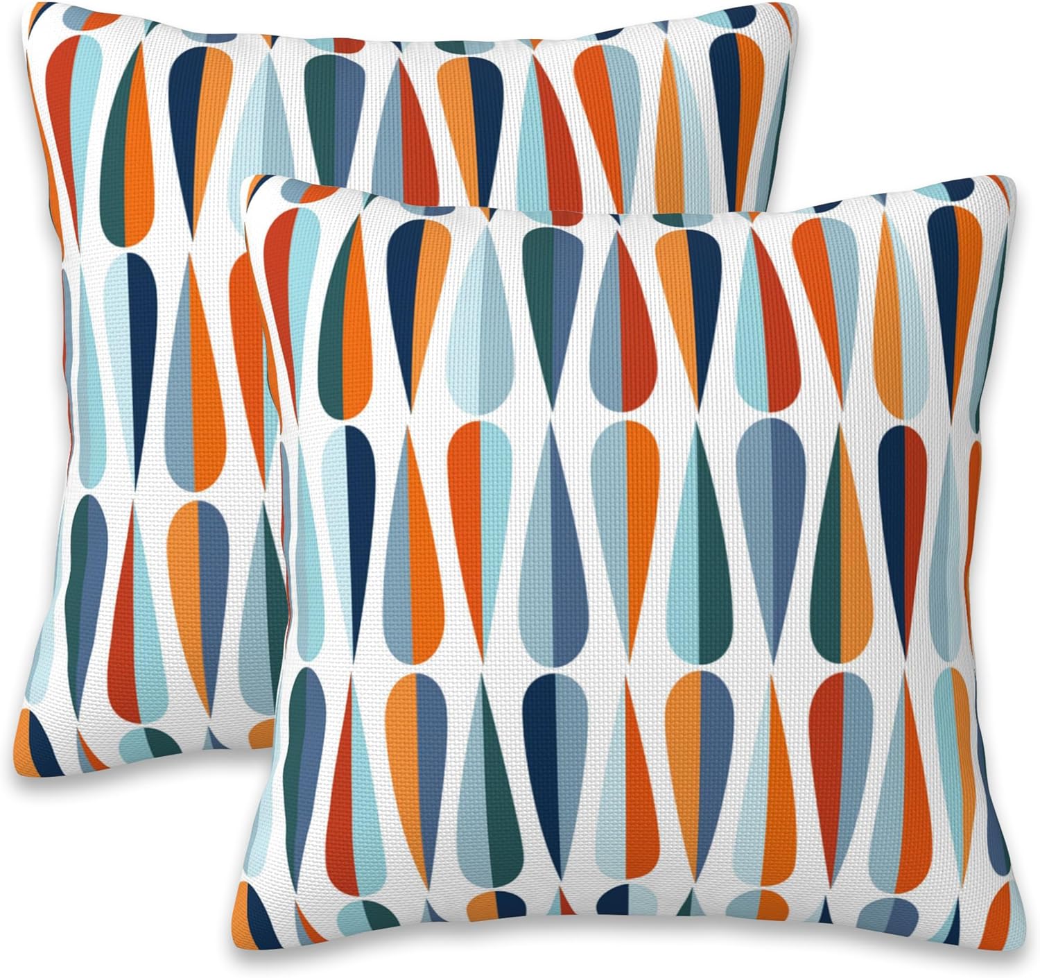 Boho Blue Throw Pillow Cover — 20" — Mid-century Drop Shapes