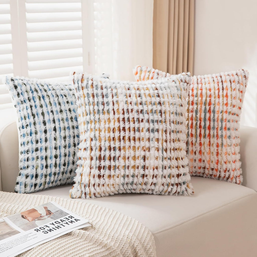 Tufted Boho Blue Throw Pillow Cover — 18" - View 4