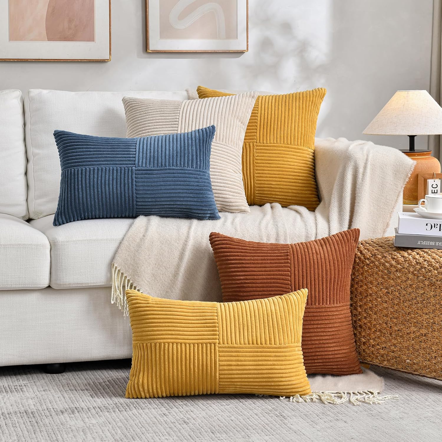 Boho Beige Throw Pillow Cover — 18" - View 6