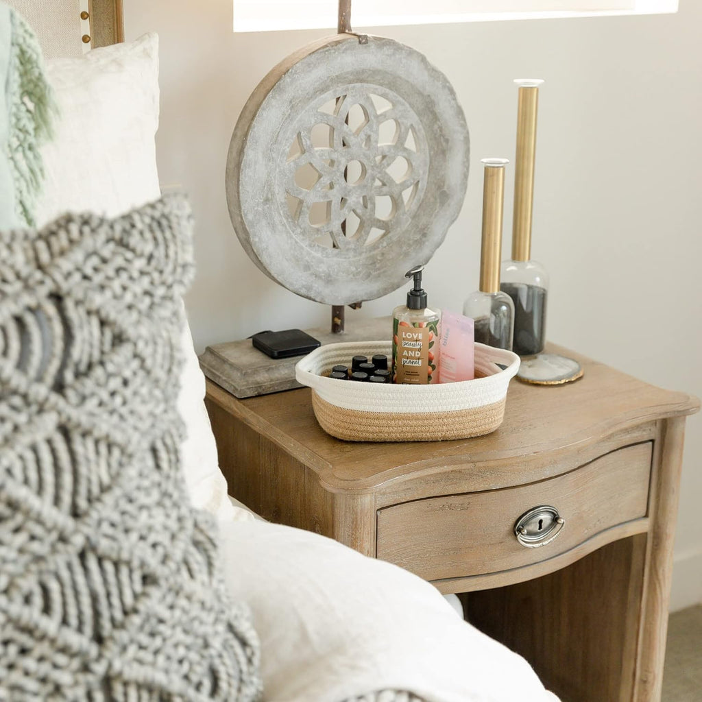 Boho Beige Woven Basket - View 5
