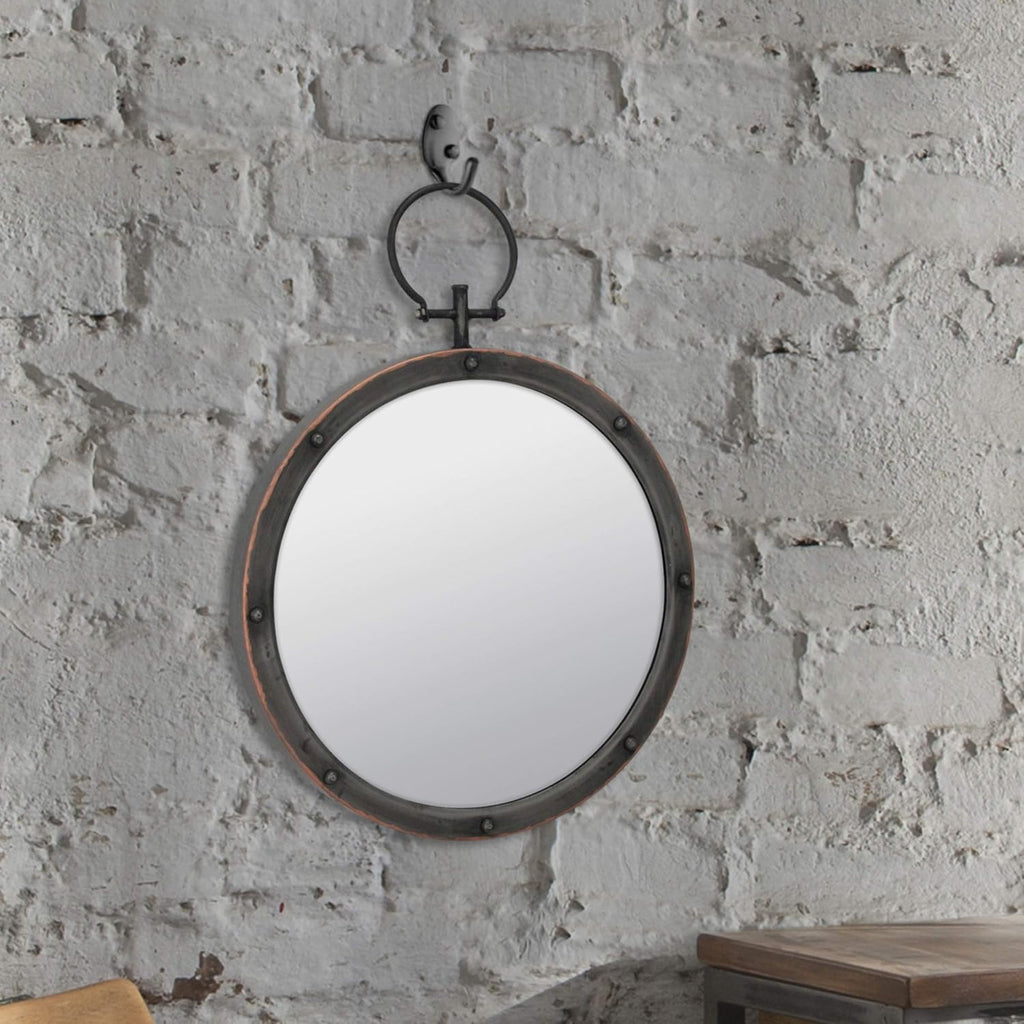 Round Farmhouse Metal Mirror — 21.1" - View 7