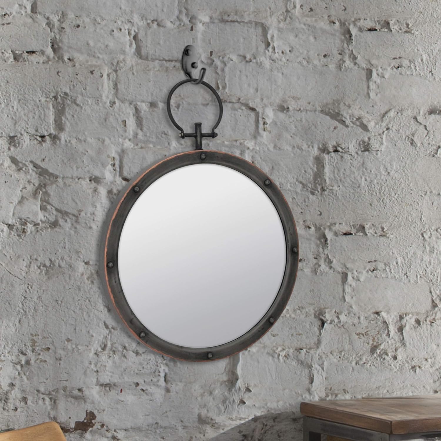 Round Farmhouse Metal Mirror — 21.1" - View 7