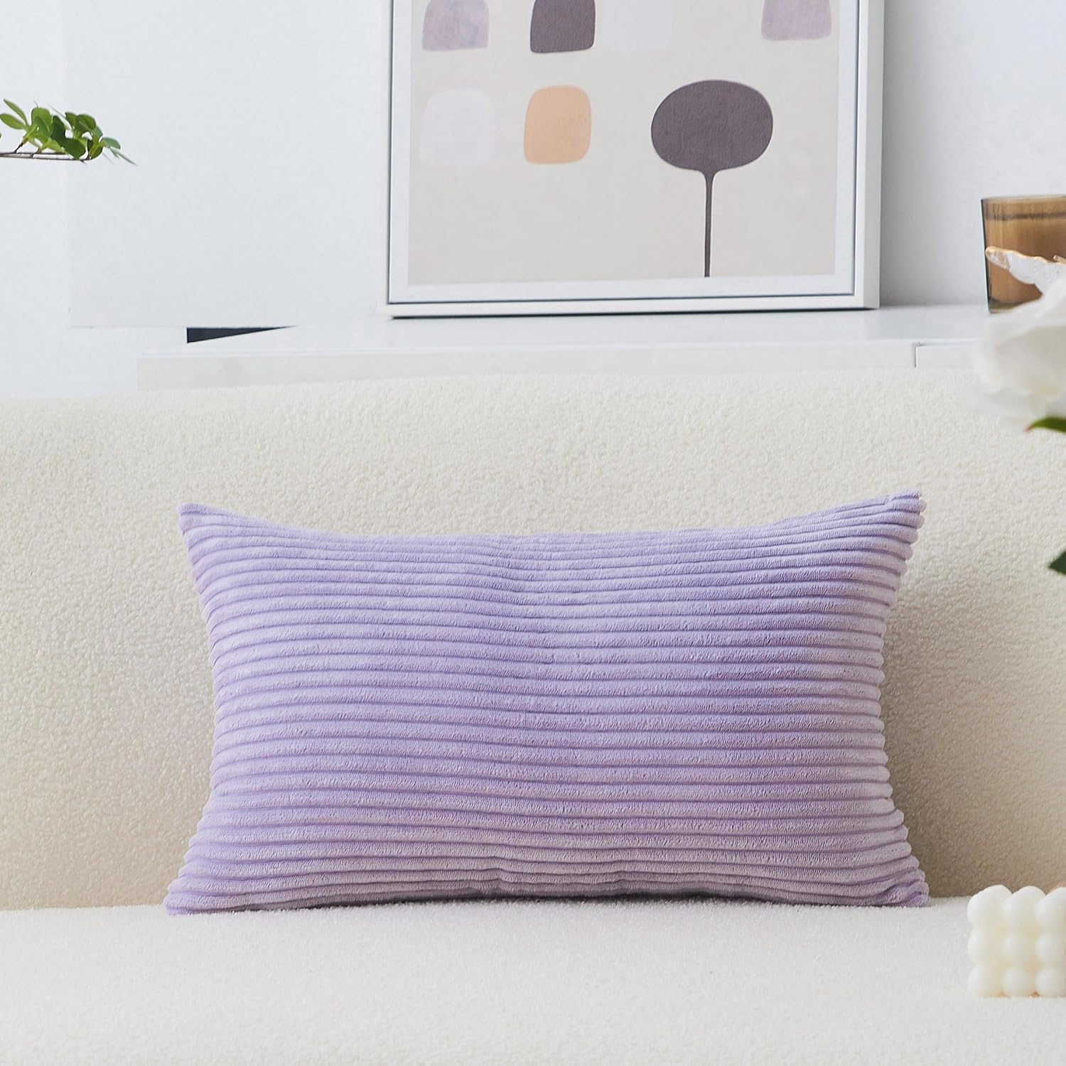 Boho Beige Throw Pillow Cover — 20" — Lavender